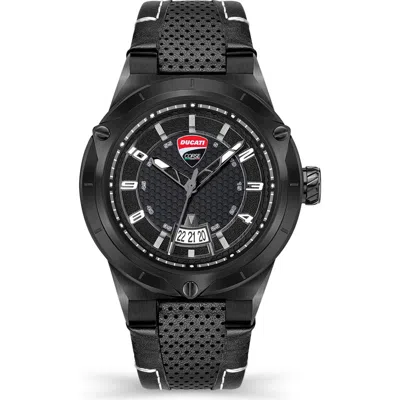 Ducati Corse Curva Classic Leather Strap Watch, 45mm X 56mm
