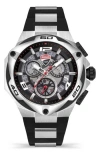 Ducati Corse Motore Chronograph Silicone Strap Watch, 49mm In Black/silver