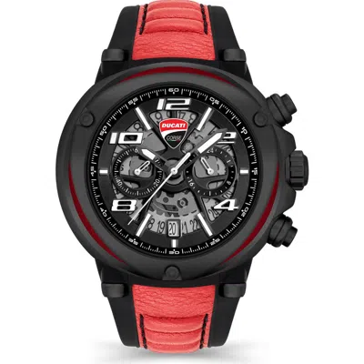 Ducati Corse Partenza Leather Strap Chronograph Watch, 49mm