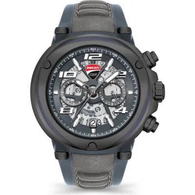 Ducati Corse Partenza Leather Strap Chronograph Watch, 49mm