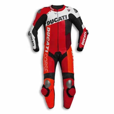 Pre-owned Ducati Motorbike Racing Suit Cowhide Leather Motorcycle Riding Suit For Men In Red