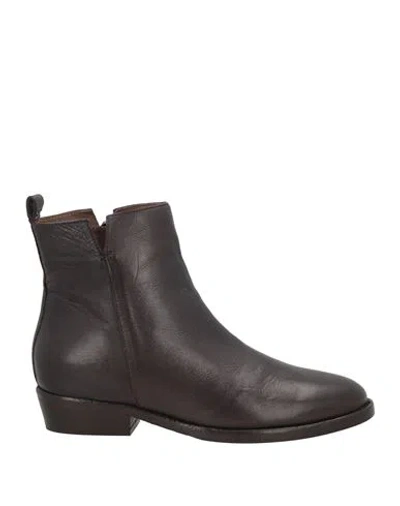 Duccio Del Duca Woman Ankle Boots Dark Brown Size 6 Leather