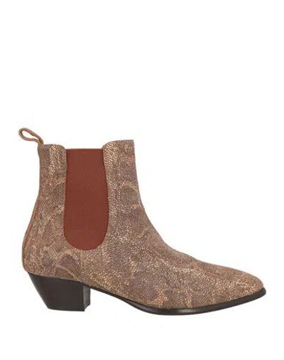 Duccio Del Duca Woman Ankle Boots Khaki Size 7 Leather In Beige