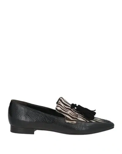 Duccio Del Duca Woman Loafers Black Size 7 Leather, Textile Fibers