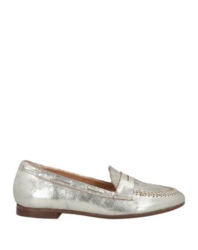Duccio Del Duca Woman Loafers Platinum Size 8 Leather In Silver