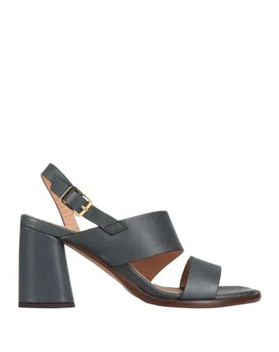 Duccio Del Duca Woman Sandals Lead Size 7 Leather In Grey