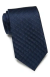 Duchamp Basketweave Silk Tie In Navy