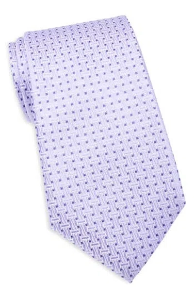 Duchamp Basketweave Silk Tie In Gray