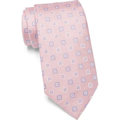 Duchamp Box Pattern Silk Tie In Pink