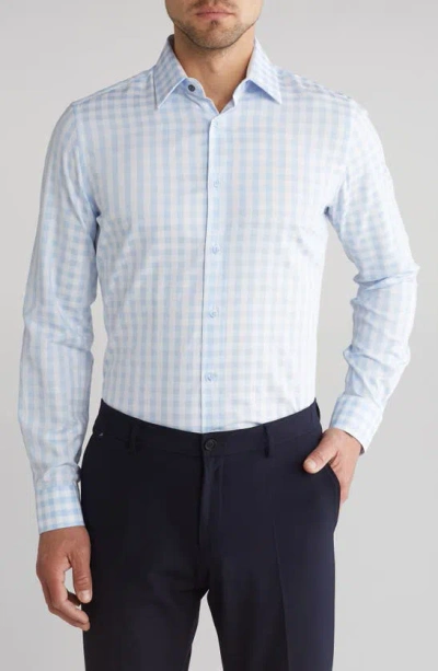 Duchamp Check Tailored Fit Dress Shirt In Blue