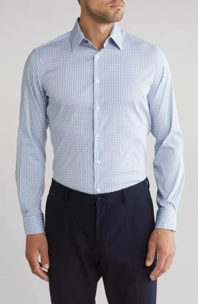 Duchamp Check Tailored Fit Dress Shirt In Blue