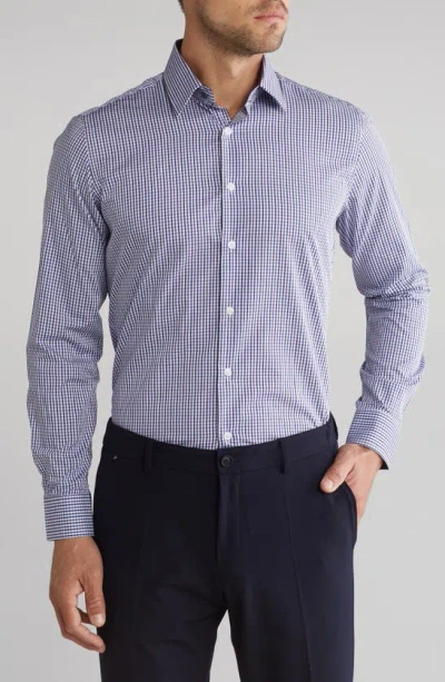 Duchamp Check Tailored Fit Dress Shirt In Purple