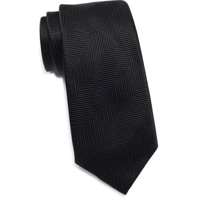 Duchamp Diagonal Silk Tie In Black
