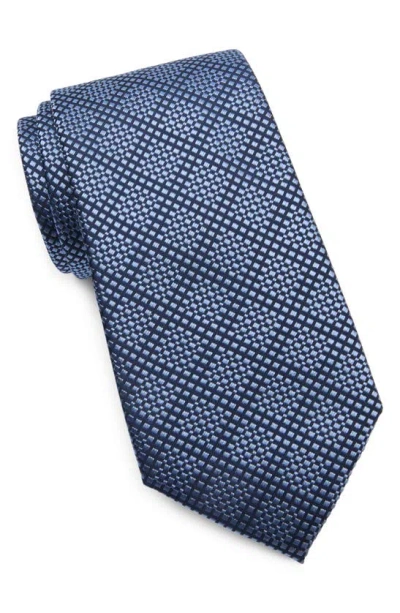 Duchamp Diamond Pattern Silk Tie In Blue