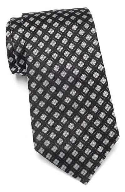 Duchamp Floral Medallion Silk Tie In Black