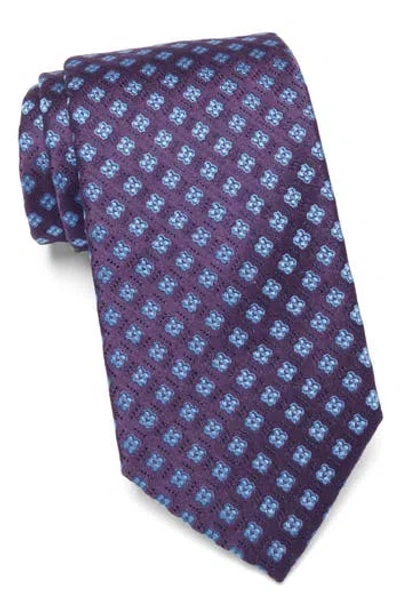 Duchamp Floral Medallion Silk Tie In Purple