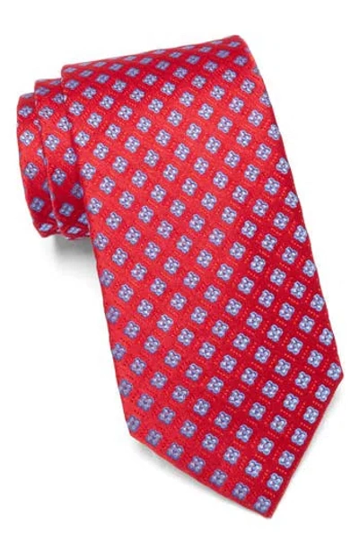 Duchamp Floral Medallion Silk Tie In Red