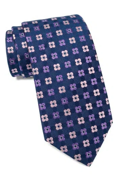 Duchamp Floral Patterned Silk Tie In Purple