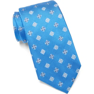 Duchamp Floral Silk Tie In Blue