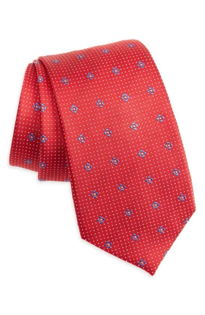 Duchamp Floral Silk Tie In Red