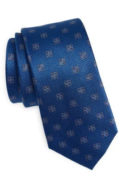 Duchamp Flower Silk Tie In Blue