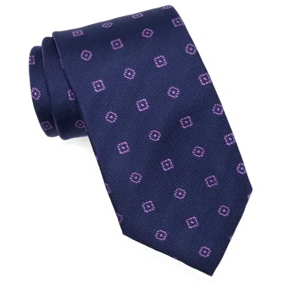 Duchamp Geometric Silk Tie In Blue