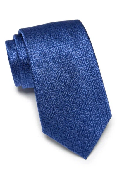 Duchamp Geometric Silk Tie In Blue