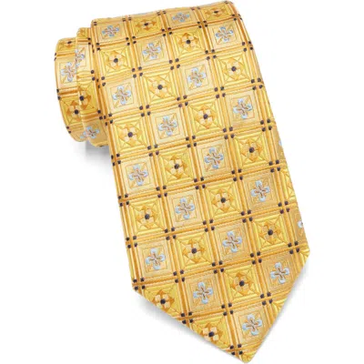 Duchamp Geometric Silk Tie In Gold