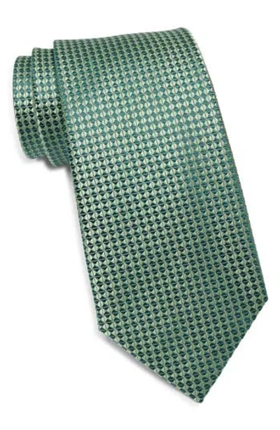 Duchamp Geometric Silk Tie In Green