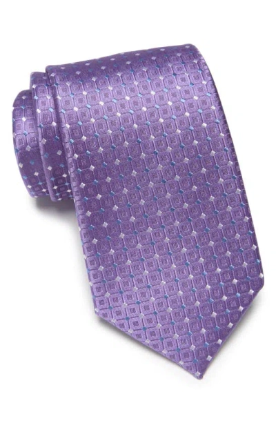 Duchamp Geometric Silk Tie In Lavender