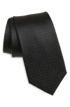 Duchamp Grid Silk Tie In Black