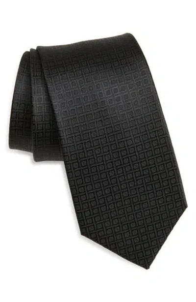 Duchamp Grid Silk Tie In Black