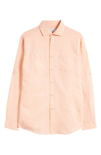 Duchamp Linen & Cotton Casual Sport Shirt In Coral