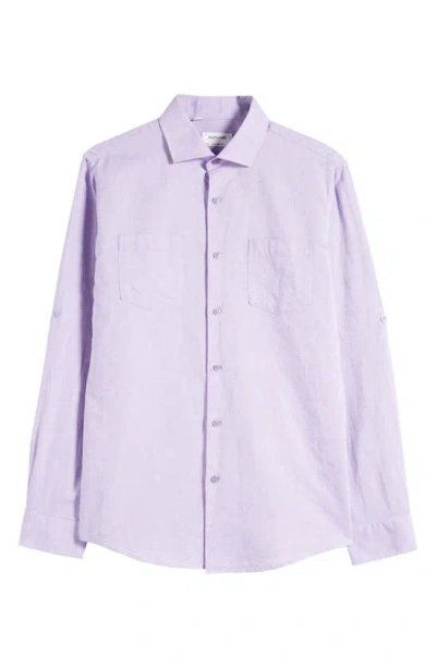 Duchamp Linen Blend Dress Shirt In Lilac