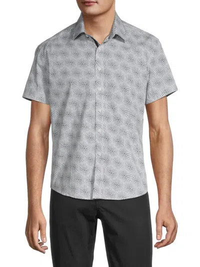 Duchamp London Men's Short Sleeve Print Shirt In Black