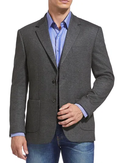 Duchamp London Men's Slim Fit Knit Blazer In Charcoal Grey