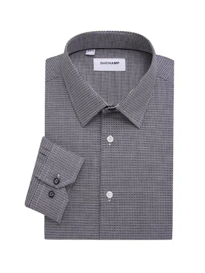 Duchamp London Men's Tailored Fit Check Dress Shirt In Gray