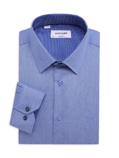 Duchamp London Men's Tailored Fit Pin Dot Dress Shirt In Navy
