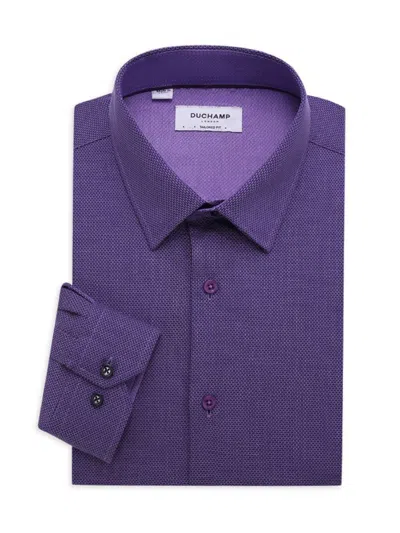 Duchamp London Men's Tailored Fit Woven Dress Shirt In Purple