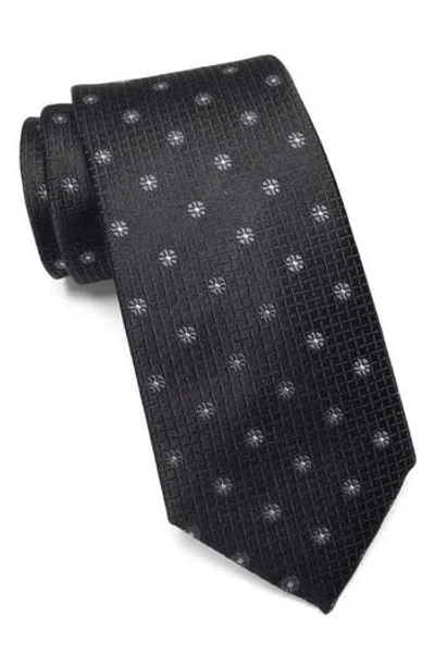 Duchamp Medallion Jacquard Silk Tie In Black