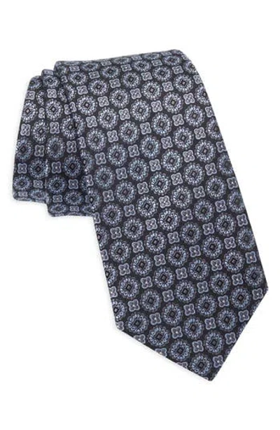 Duchamp Medallion Jacquard Silk Tie In Blue