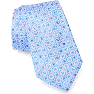 Duchamp Medallion Jacquard Silk Tie In Blue