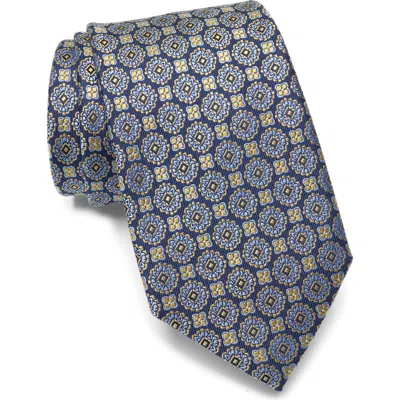 Duchamp Medallion Jacquard Silk Tie In Blue