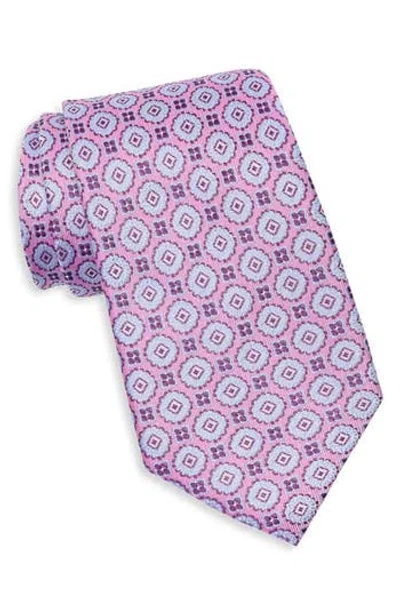 Duchamp Medallion Jacquard Silk Tie In Burgundy