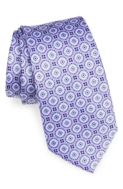 Duchamp Medallion Jacquard Silk Tie In Purple