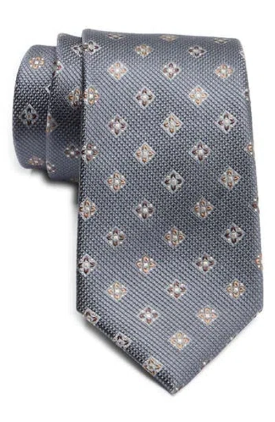 Duchamp Medallion Print Silk Tie In Gray