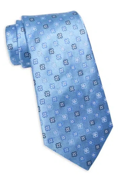 Duchamp Medallion Print Silk Tie In Blue