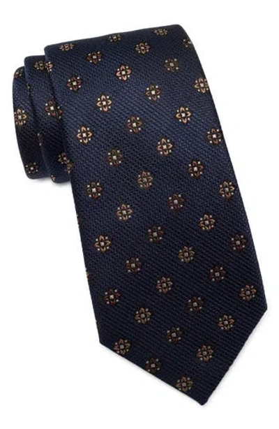 Duchamp Medallion Print Silk Tie In Blue