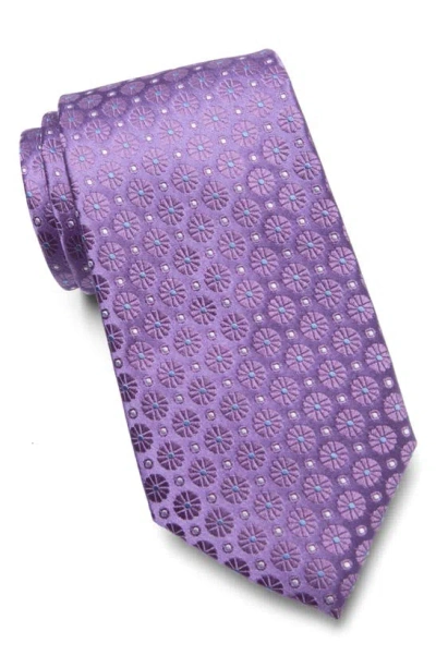 Duchamp Medallion Print Silk Tie In Lavender