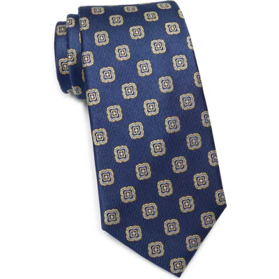 Duchamp Medallion Silk Tie In Blue